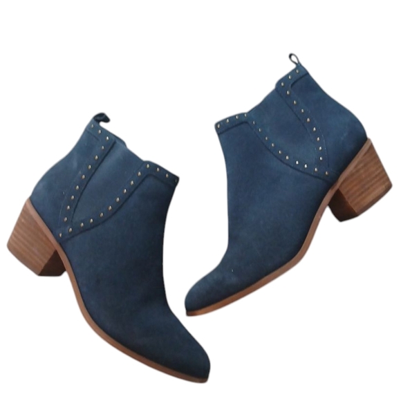 Skechers Blue Suede Ankle Boots Women's Block Heel Booties Size 7.5 - Picture 12 of 12